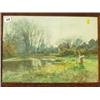 Image 1 : Framed watercolour of river scene with village background, signed W. Tatton- Winter, dated 1894, …