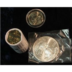 310. Black Felt Bag containing a half roll Iowa State Resident 2004 Quarters plus one encapsulated 2