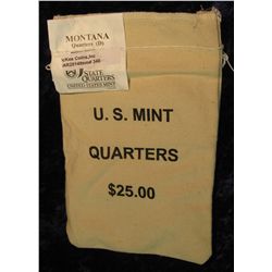 340. U.S. Mint Sewn Bag containing $25 face value in Montana Statehood Quarters from the Denver Mint