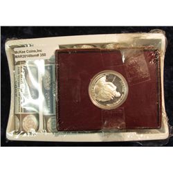 350. U.S. Mint box containing (2) 2005 P & (2) D Original BU Rolls of Bison Nickels Set; & 1982 S Pr