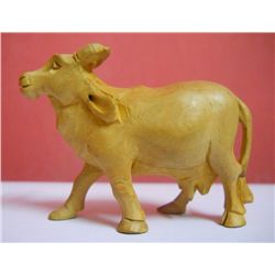 Hand Carved Wooden Bull