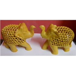 Set of Two Wooden Elephant With Baby Inside