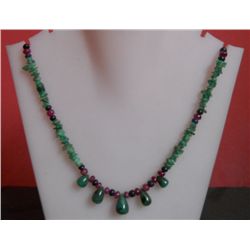 104.50 Ct Necklace of Emerald,Ruby and Sapphire Sterling Silver