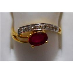 Ring of Diamond 0.08 Ctw,Ruby 0.61 Ctw in 1.92g 14kt Yellow Gold