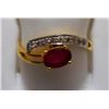 Image 1 : Ring of Diamond 0.08 Ctw,Ruby 0.61 Ctw in 1.92g 14kt Yellow Gold