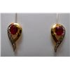 Image 1 : Earring of Diamond 0.15 Ctw,Ruby 1.05 Ctw in 2.96g 14kt Yellow Gold