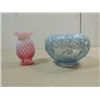 Image 1 : LOT 2 VINTAGE FENTON OPALESCENT BUD VASE & HOBNAIL