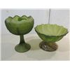 Image 1 : LOT 2 VINTAGE INDIANA GLASS CO FROSTED GREEN GLASS