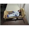 Image 3 : LOT 2 VINTAGE WOOD HAND PAINTED BABY DOLL BED &
