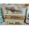 Image 2 : LOT 10 TRAIN REALTED COLLECTIBLES: WOOD WHISTLES,