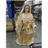 Image 1 : VINTAGE 48"H KNEELING PAPER MACHE & CLOTH MARY &