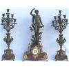 Image 1 : Late C19th French gilt metal & rouge griotte marble 8-day striking mantel clock...
