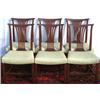 Image 1 : Set of six mahogany dining chairs with pierced splats & upholstered dish seats,...