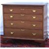 Image 1 : Mahogany chest of 4 long graduated cockbeaded drawers with brass swan-neck...