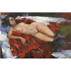 Ramon Kelley - Nude on Red Blanket (desc)