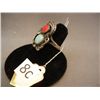 Image 2 : Silver Ring, size 4.75 w/ Turquoise and Red Coral