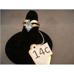 Sterling Silver Ring, size 6.25 w/ Marquis Blue Topaz Stone