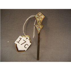 Silver Hair Pin w/ 9 CZ Stones