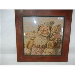 Vintage Framed Picture of Bearded Man, Bears, Toys
