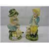 Image 3 : 2-Occupied Japan Ceramic Figurines: Girl w/ Goose and Boy w/ Rabbit