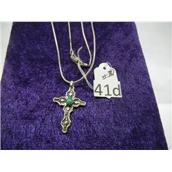 Sterling 16" Chain w/ Cross Pendant