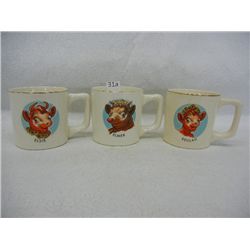 3-Elsie the Cow Coffee Mugs, by The Borden Co.