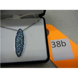 Sterling Silver Chain w/ Light Azure, Chrysolite, and Swarovski Crystal Pendant