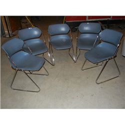 5 Blue Plastic Chairs