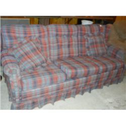 LA- Z boy Red and Blue Plaid Sofa