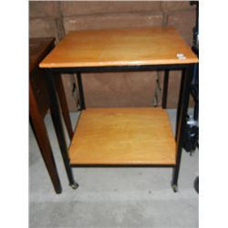 23"x25" Rolling Wood Top Square Table