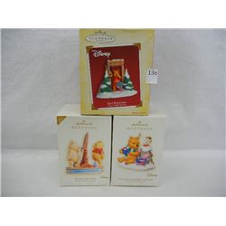 3-Winnie the Pooh Hallmark Keepsake Ornaments