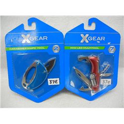 X-Gear 7-Function Mini LED Multi-Tool and 2-Function Carabiner Knife Tool