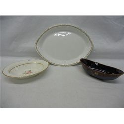 Pope Gosser Serving Platter, small chip, Pope Gosser Oval Bowl, and Le Mor Imperial Bowl