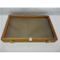 Small Oak Table Top Display Case: 18"x12"x2.5"