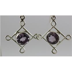 Sterling Silver Earrings with Purple Amethyst gems