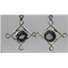 Image 1 : Sterling Silver Earrings with Purple Amethyst gems