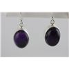 Image 2 : Sterling Silver Earrings with Purple Amethyst gems