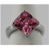 Image 1 : Electroplated Pink Princess Cut Cz Ring Sz 5