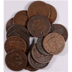 ( 15 ) READABLE DATE LARGE CENTS, ALL WITH SOME  DAMAGE, BENT, HOLED, GOUGED ECT