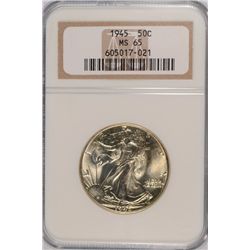 1945 WALKING LIBERTY HALF DOLLAR, NGC MS-65  GEM