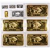 Image 1 : 5 GOLD PLATED BUFFALO BARS (100 Mills .999 Gold) Plus Mini .999 SILVER BARS