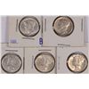 Image 1 : MERCURY DIME LOT (5) NICE AU-UNC, 3-1941D, 1-1942D & 1-1943D