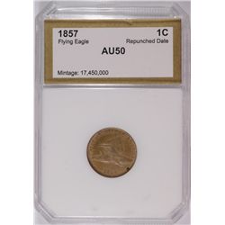 1857 FLYING EAGLE CENT PCI AU-50