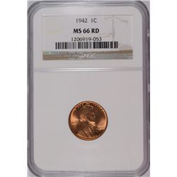 1942 LINCOLN CENT NGC MS-66 RD