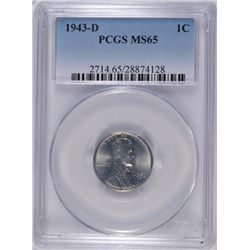 1943-D LINCOLN (STEEL) CENT PCGS MS-65