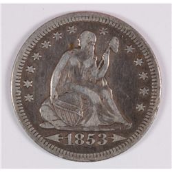 1853 SEATED QUARTER VF