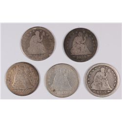 (5) 1854 SEATED QUARTERS
