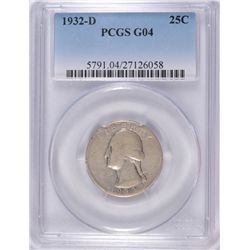 1932-D WASHINGTON QUARTER PCGS GOOD-4