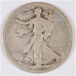 1921-D WALKING LIBERTY HALF DOLLAR GOOD (DAMAGED)