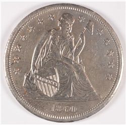 1860-O SEATED DOLLAR, MS-63  CLEANED,  RARE HARD TO FIND, SEMI-PL